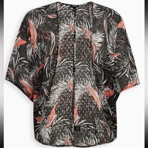 Torrid Size 1/2 Chiffon Cocoon Kimono Cardigan Cover-up Black Orange White NWT